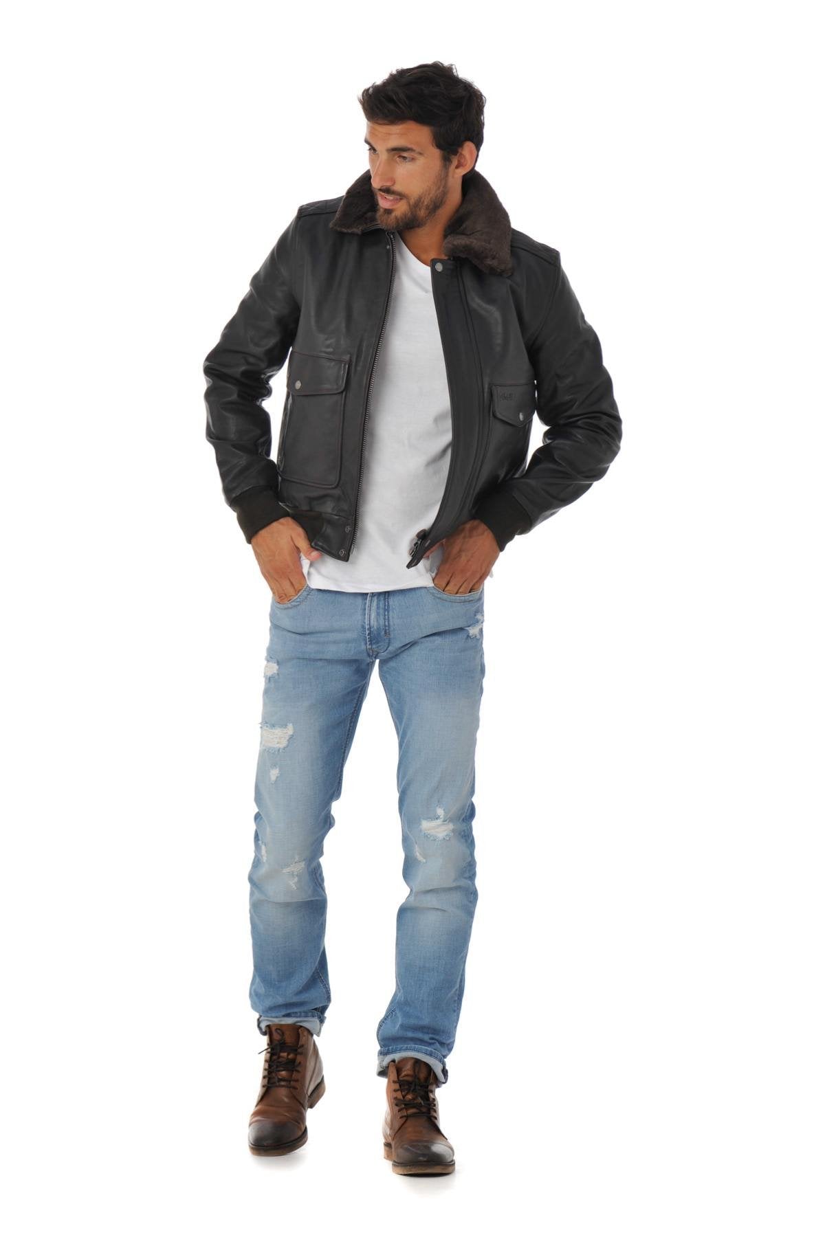 Men's aviator in cowhide leather - Image n°5