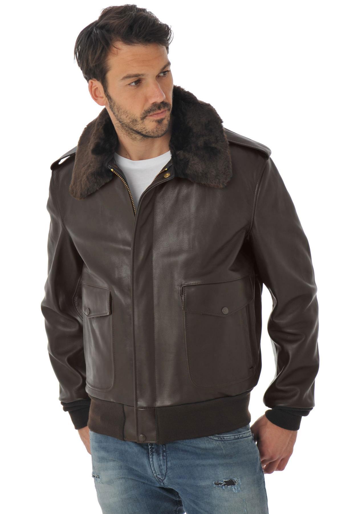 SCHOTT men's pilot jacket in brown leather - Image n°2