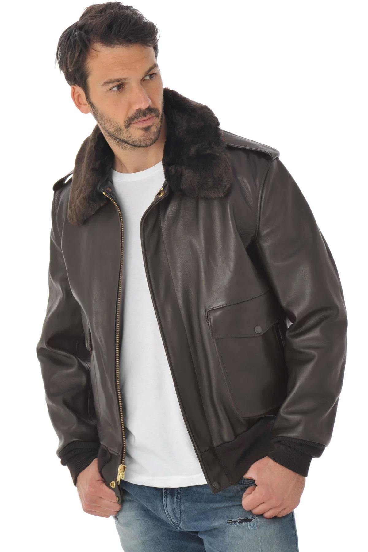 SCHOTT men's pilot jacket in brown leather - Image n°7