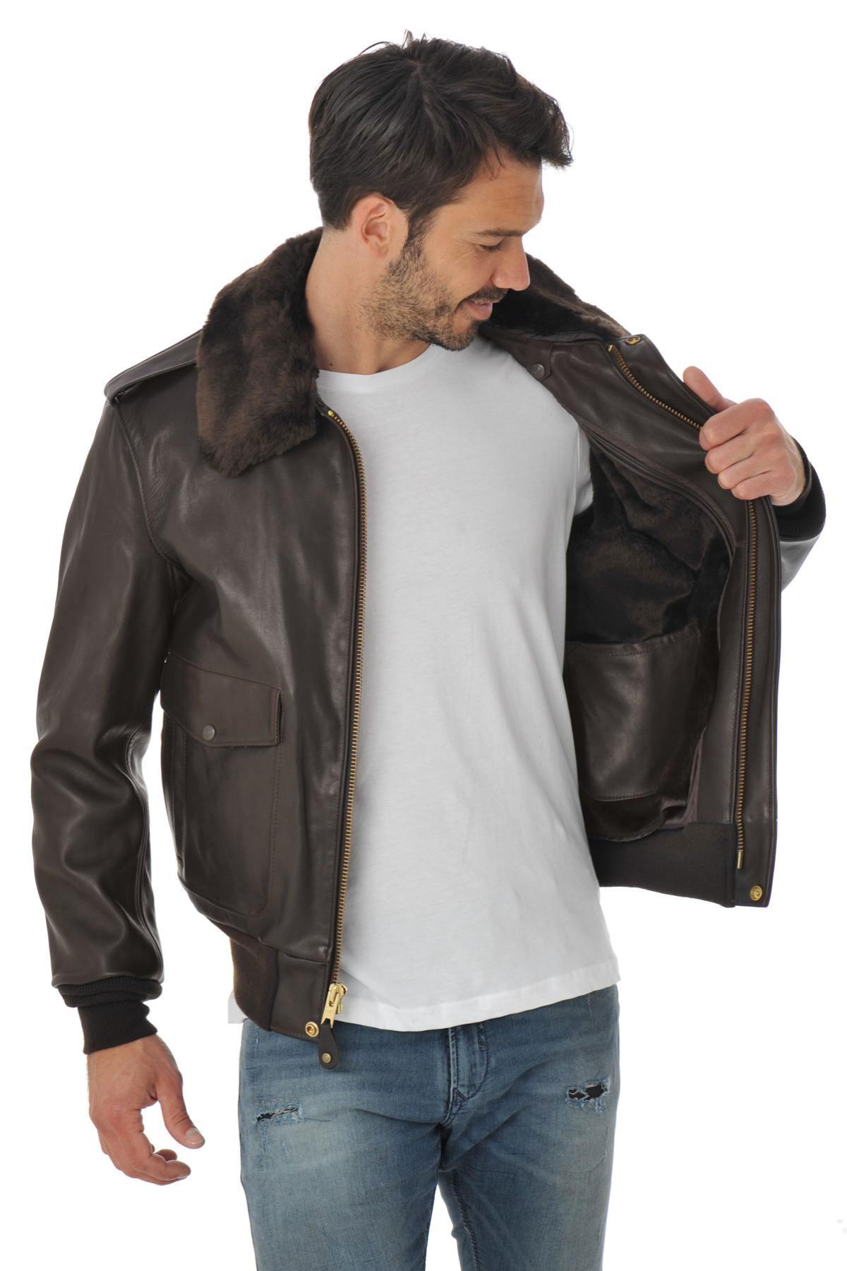 SCHOTT men's pilot jacket in brown leather - Image n°5