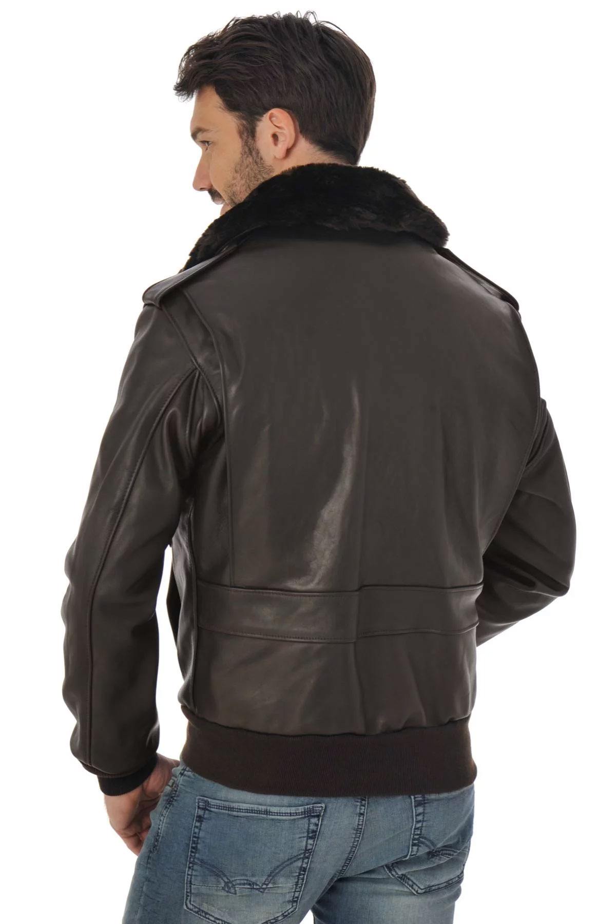 SCHOTT men's pilot jacket in brown leather - Image n°6