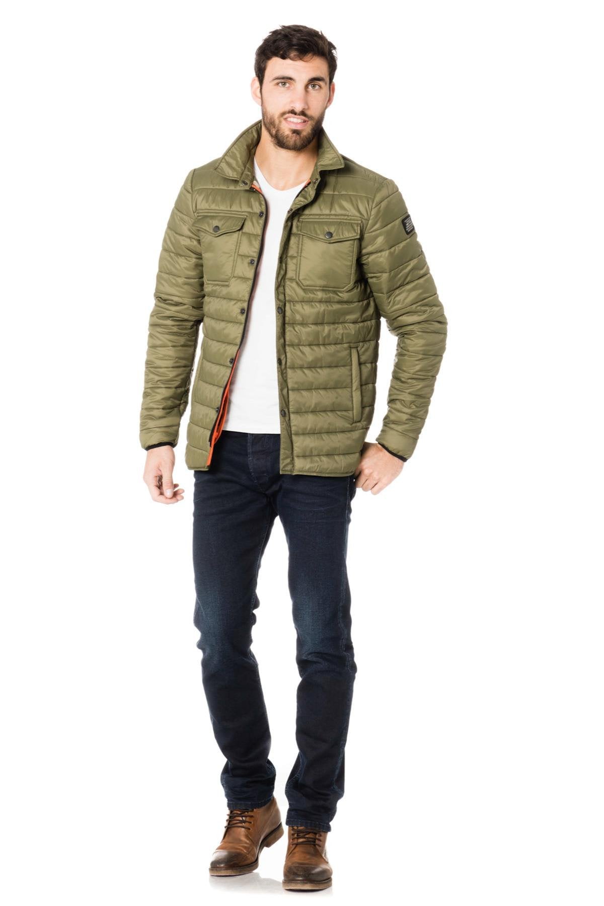 Fine and light Schott khaki down jacket - Image n°2