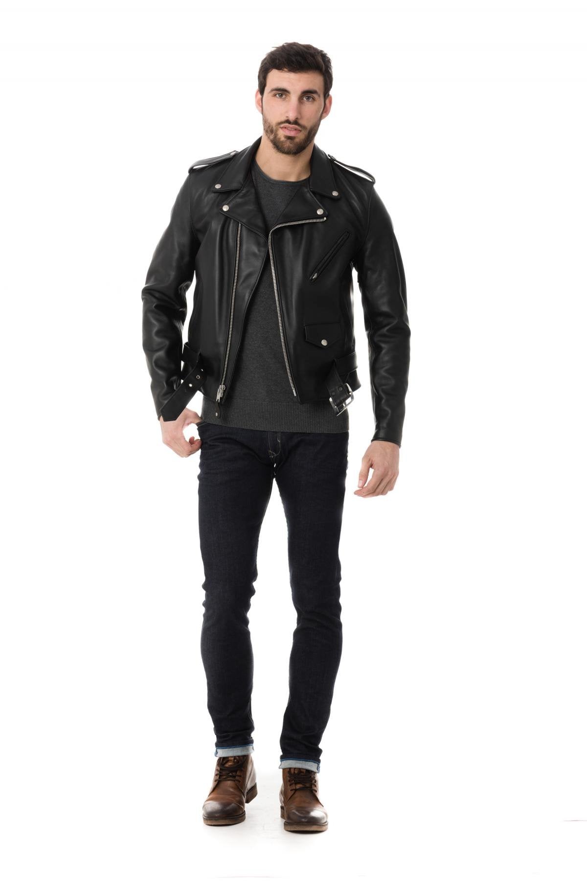 Schott men's perfecto in black cowhide leather - Image n°3