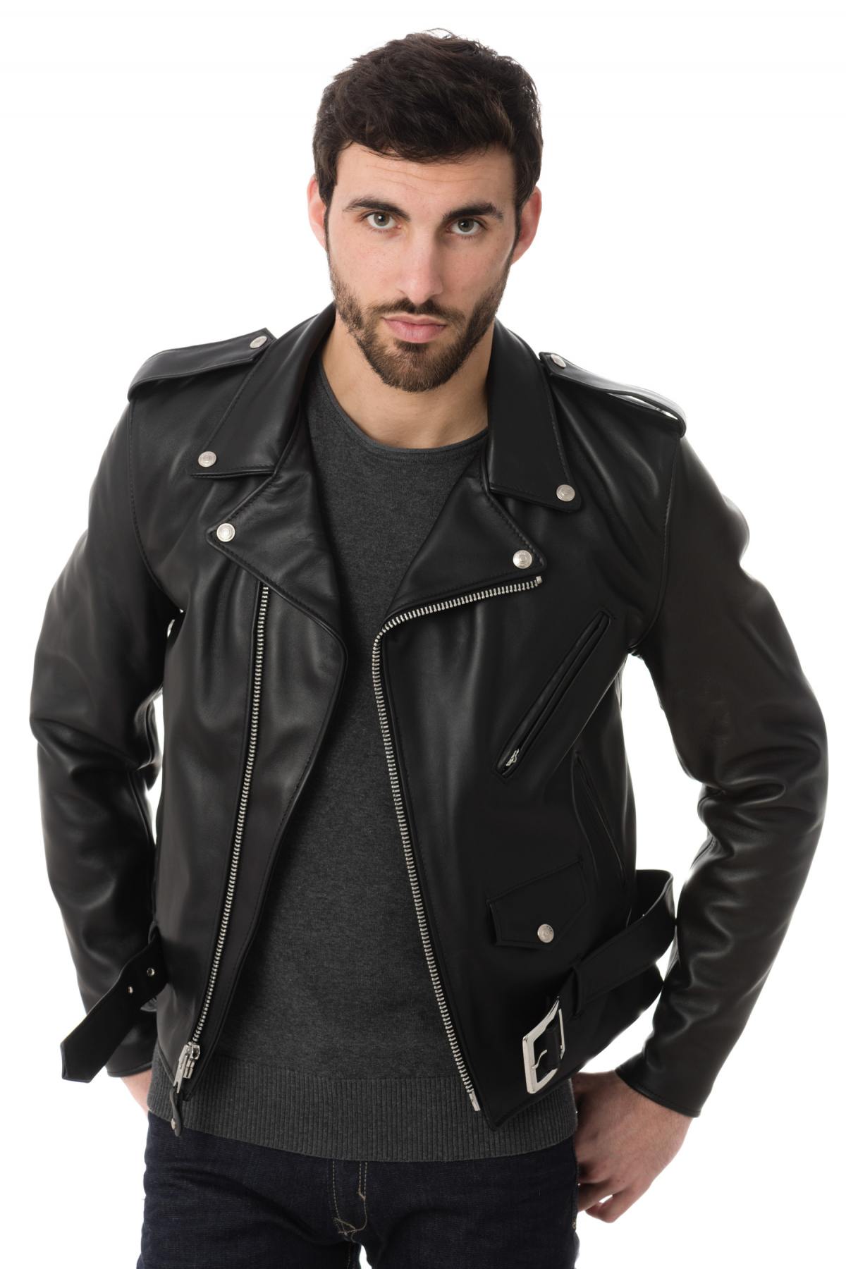 Schott men's perfecto in black cowhide leather - Image n°2