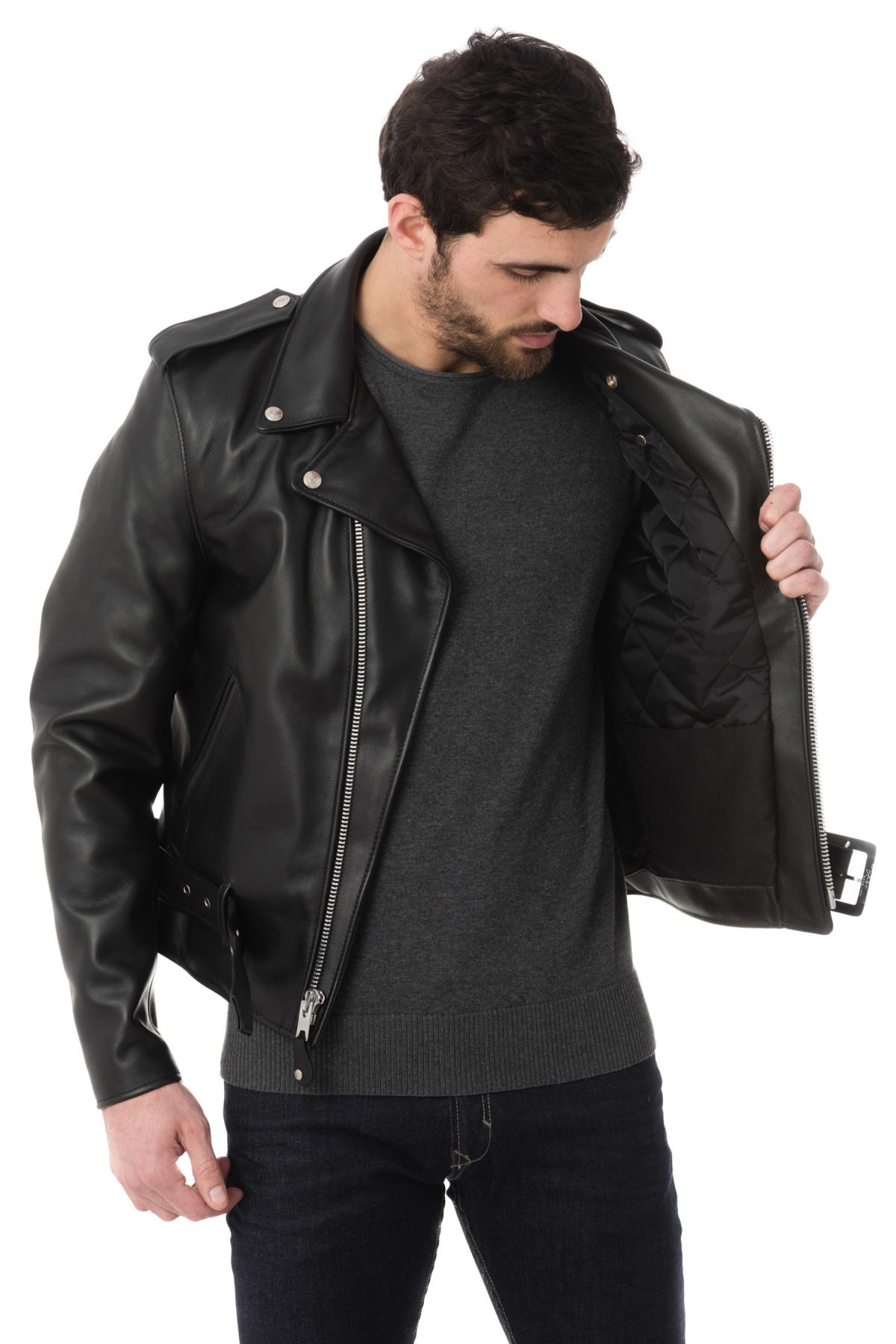 Schott men's perfecto in black cowhide leather - Image n°6