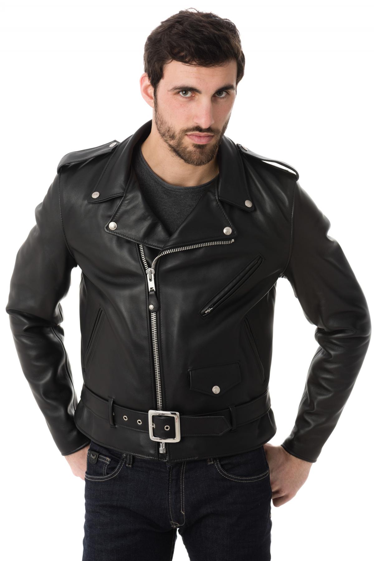 Schott men's perfecto in black cowhide leather - Image n°5