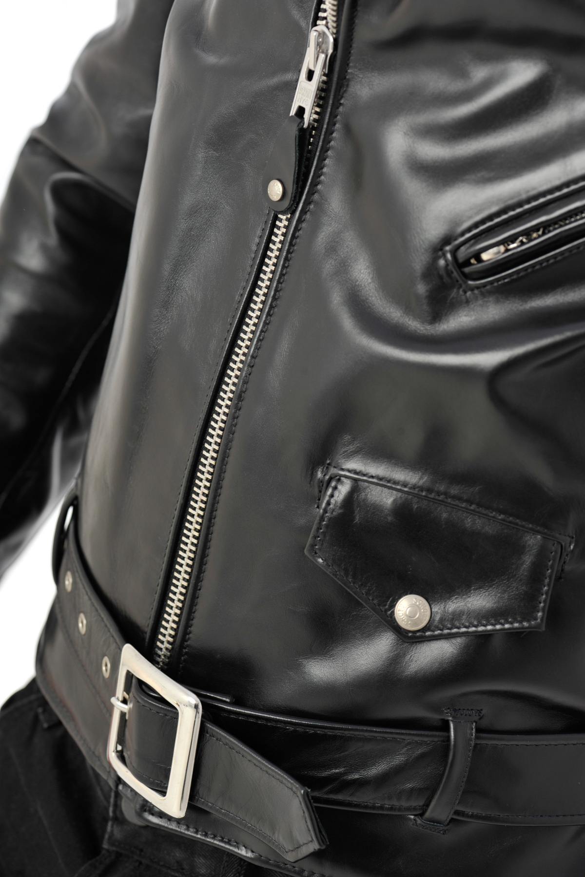 Schott men's perfecto in black horse leather - Image n°10