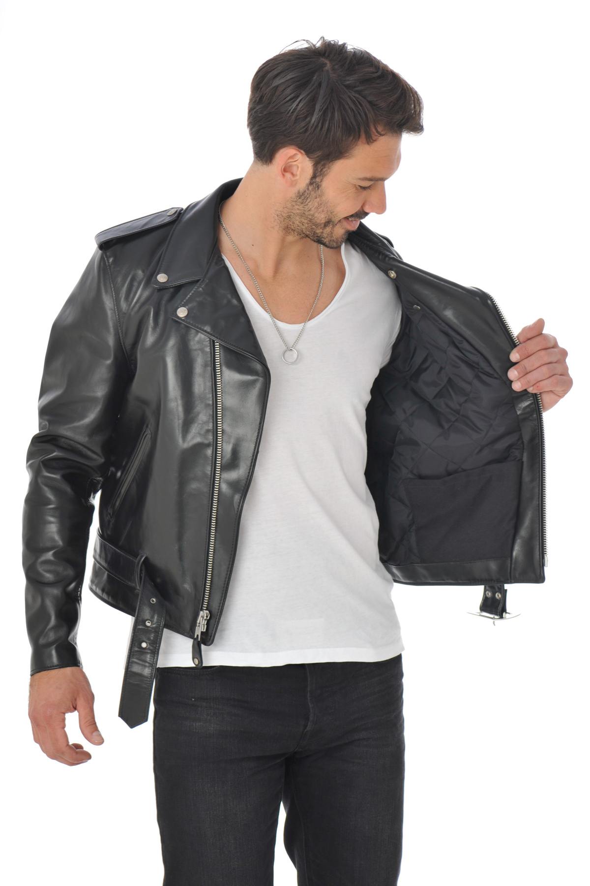 Schott men's perfecto in black horse leather - Image n°9