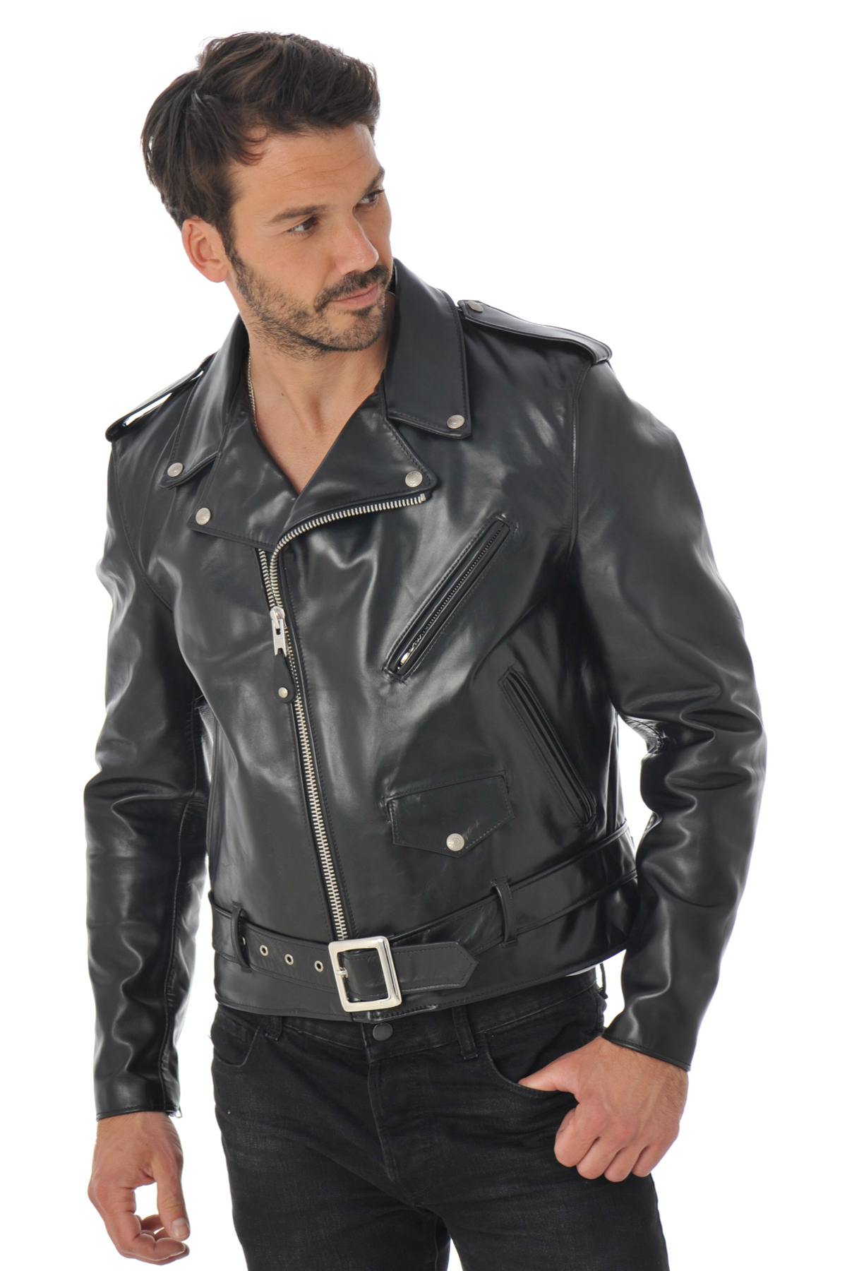 Schott men's perfecto in black horse leather - Image n°6