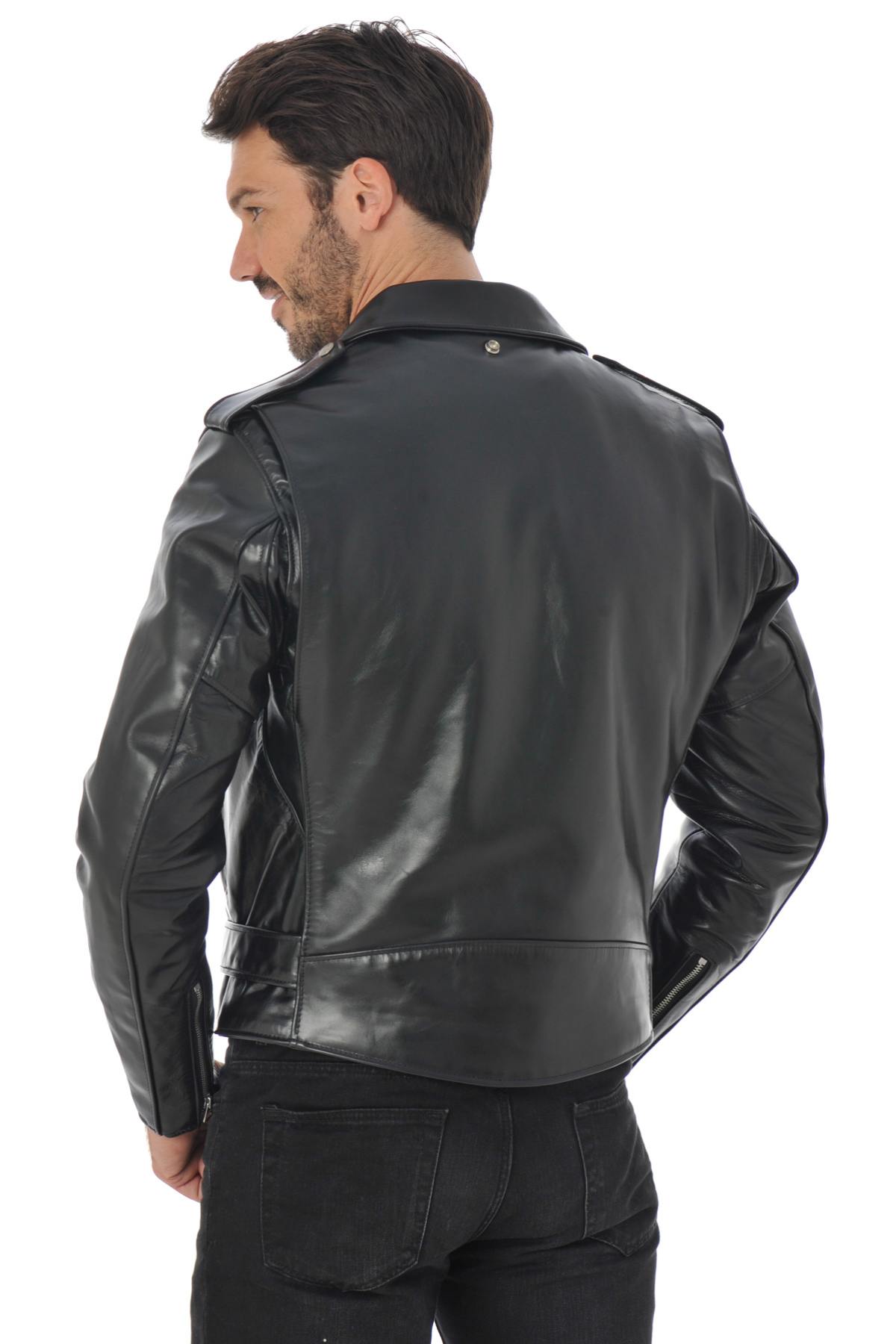 Schott men's perfecto in black horse leather - Image n°7