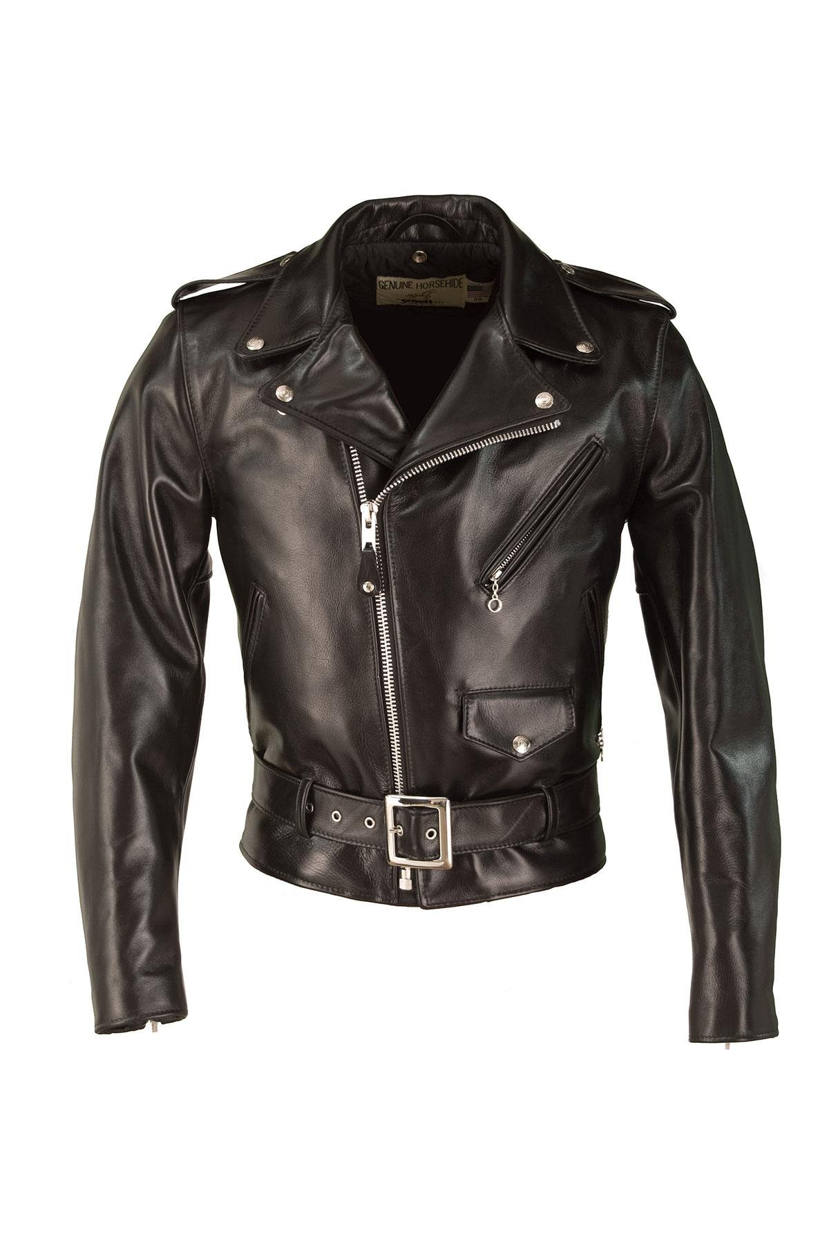 Schott men's perfecto in black horse leather - Image n°5