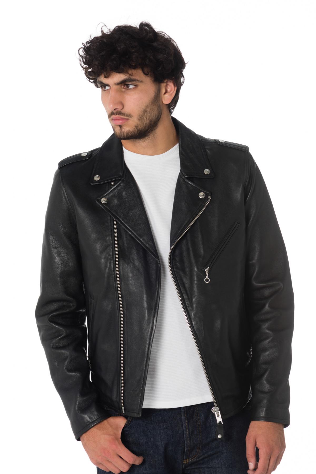 SCHOTT Men's black leather perfecto - Image n°1