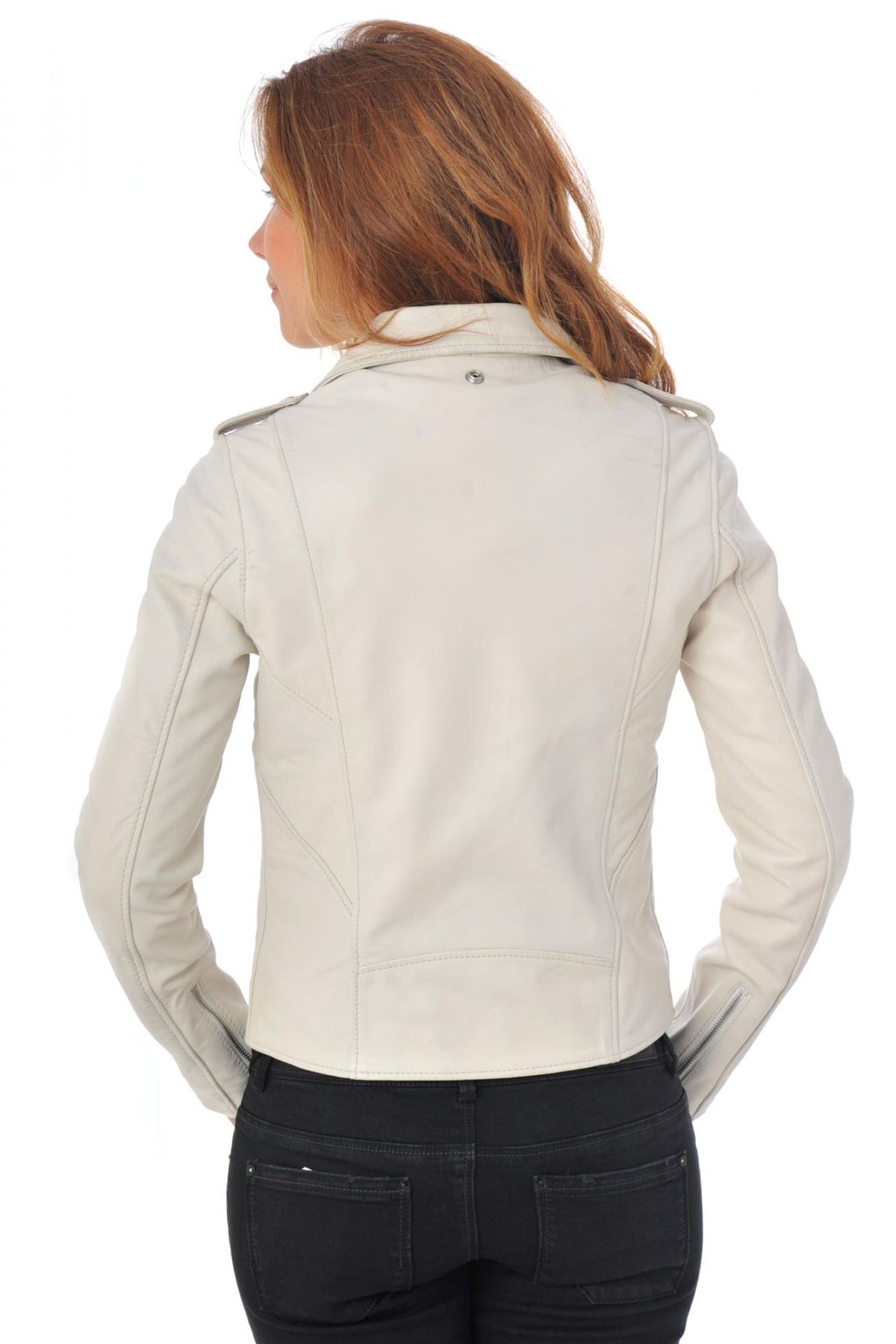 Schott women's white lambskin perfecto - Image n°6