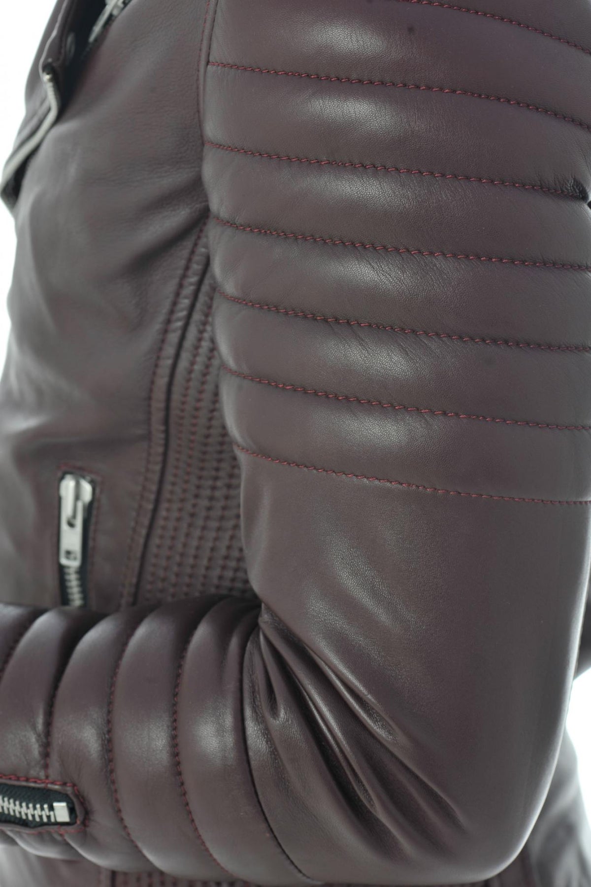 Burgundy Biker Jacket fit serge pariente - Image n°9