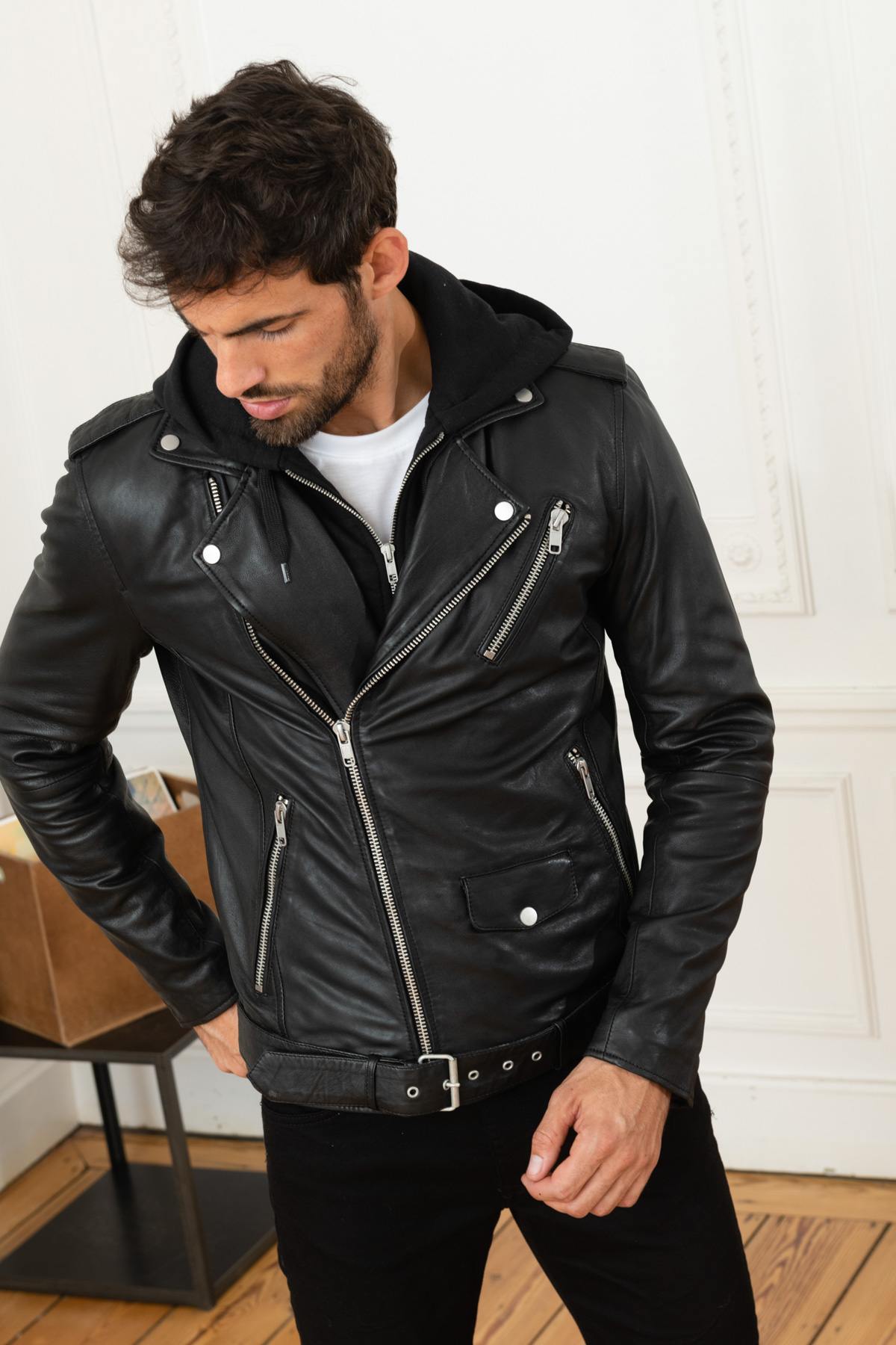 Lambskin perfecto with hood - Image n°3