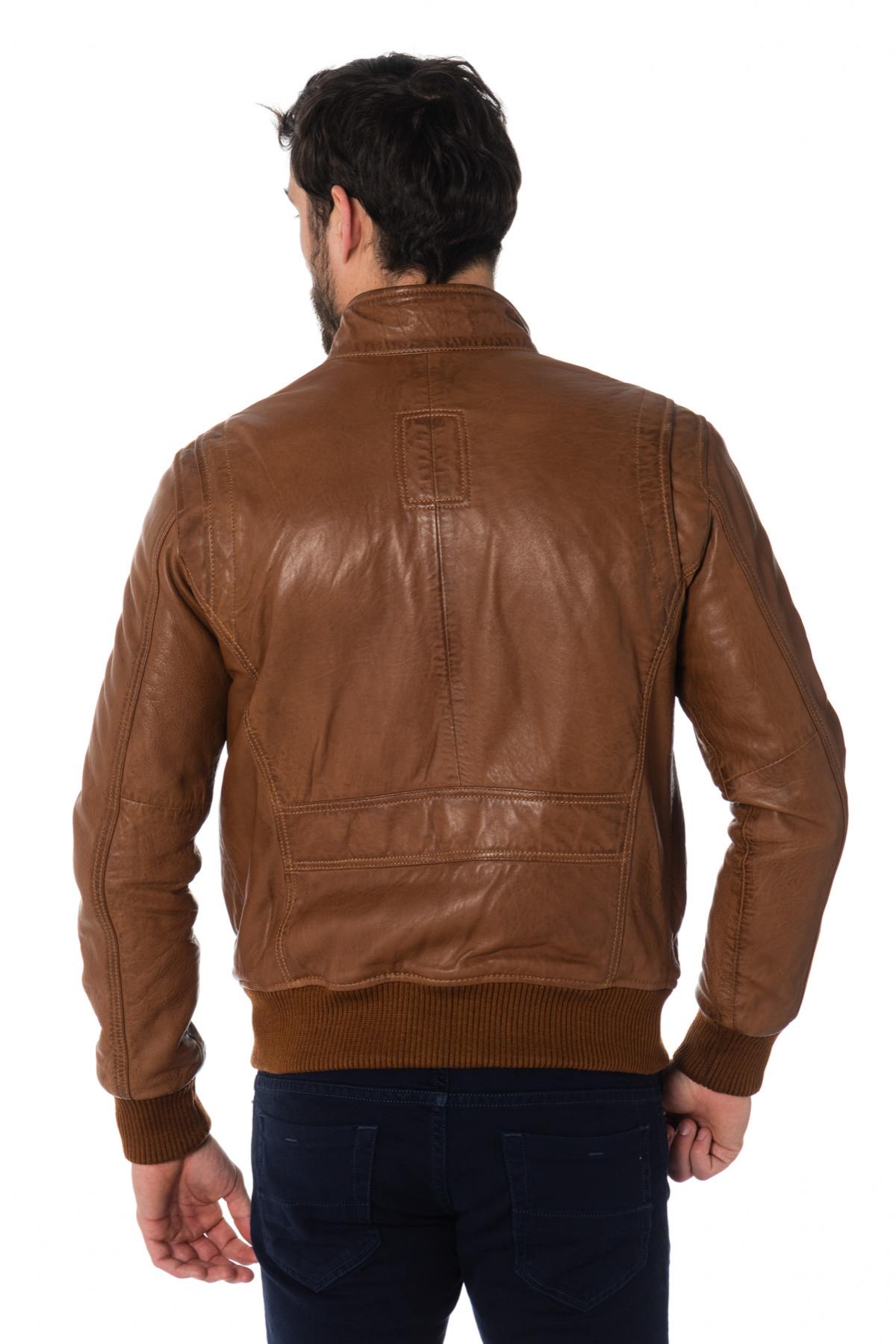 Serge Pariente men's jacket in cognac color - Image n°4