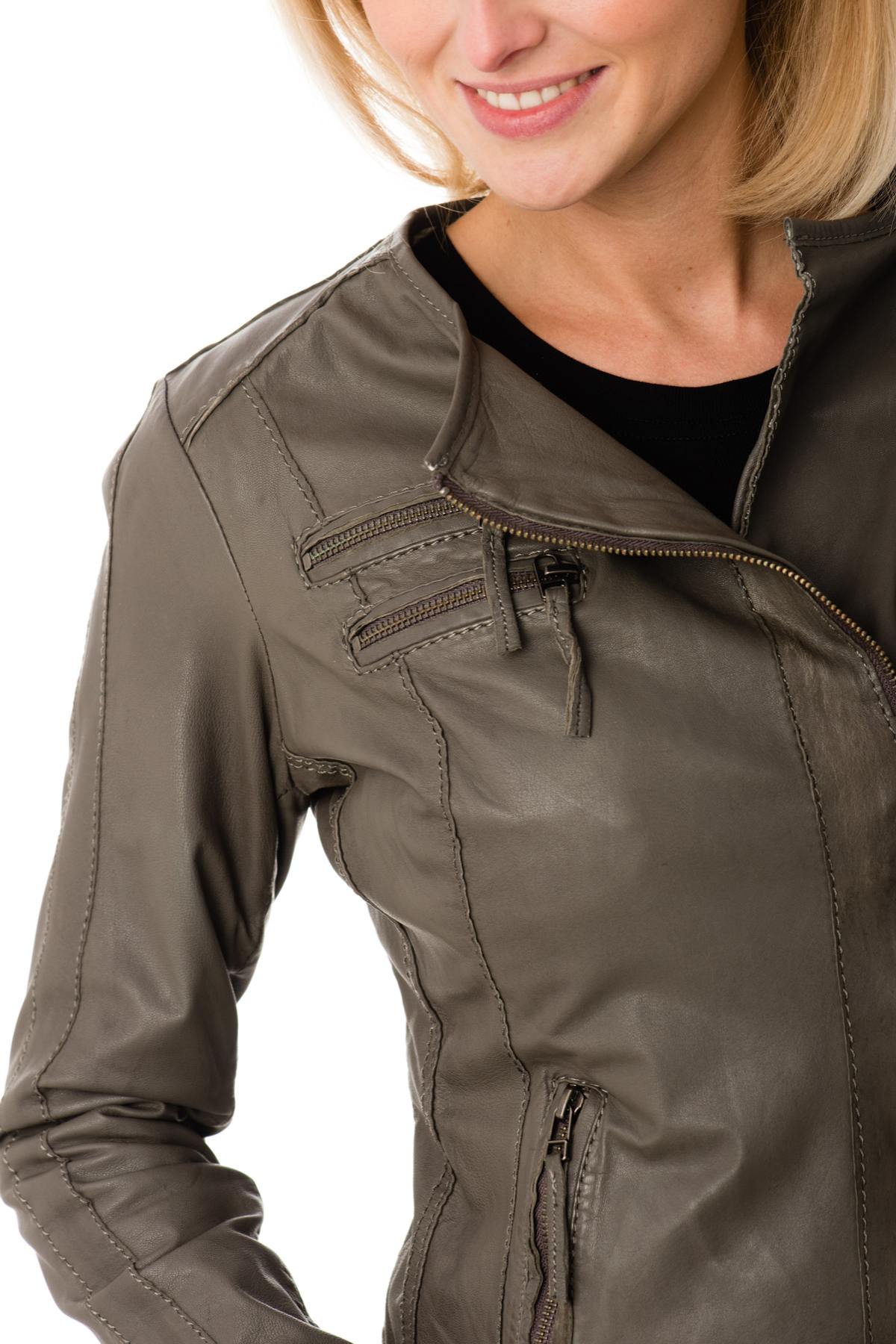 Gray Serge Pariente Leather Jacket for Women - Image n°6