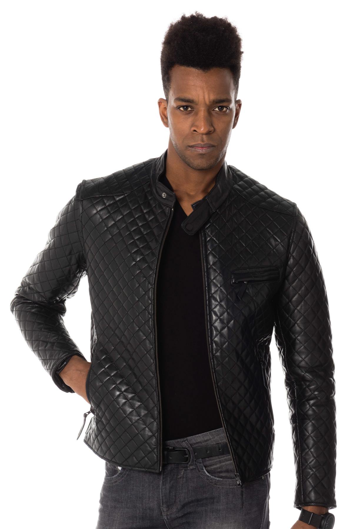 Men's leather jacket Black Serge Pariente - Image n°1