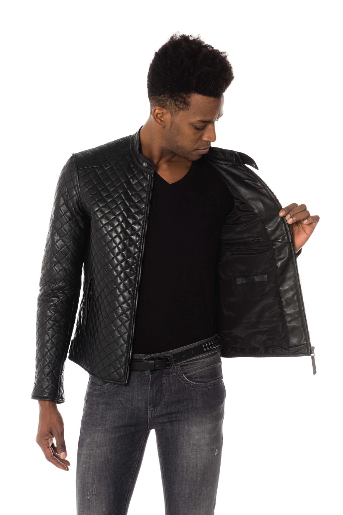 Men's leather jacket Black Serge Pariente - Image n°8