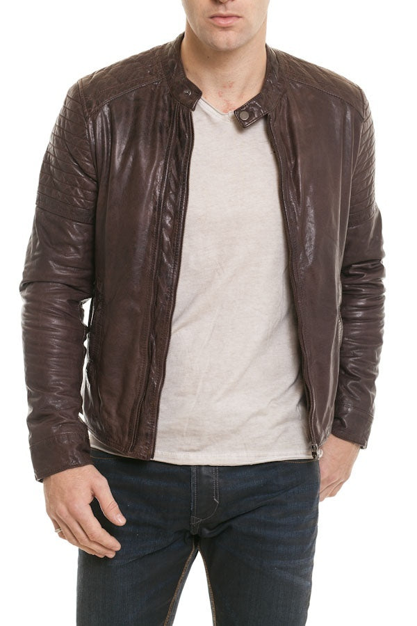 Brown leather jacket Serge Pariente for Men - Image n°2