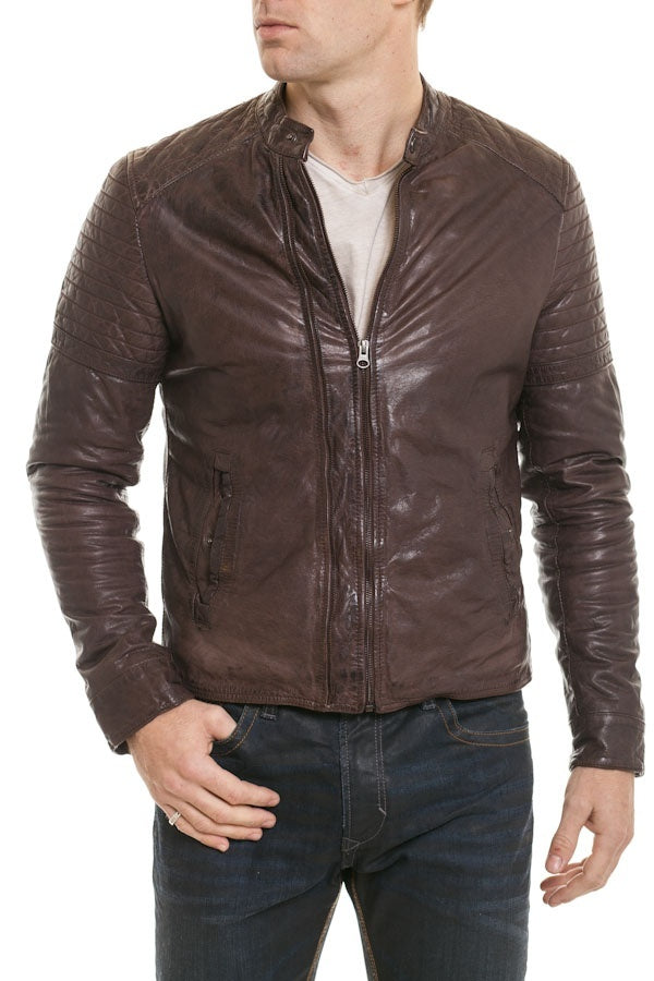 Brown leather jacket Serge Pariente for Men - Image n°1