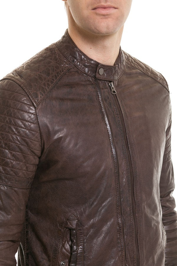 Brown leather jacket Serge Pariente for Men - Image n°3