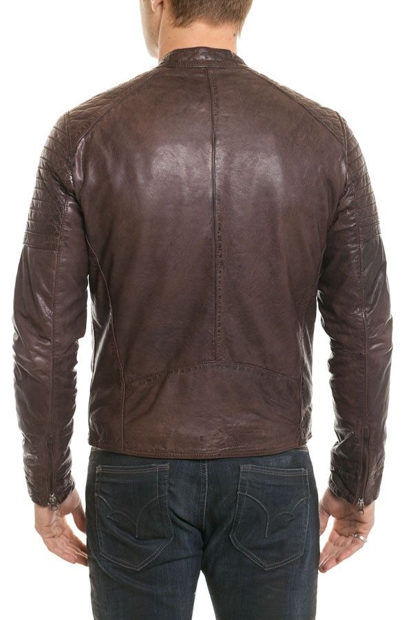 Brown leather jacket Serge Pariente for Men - Image n°6