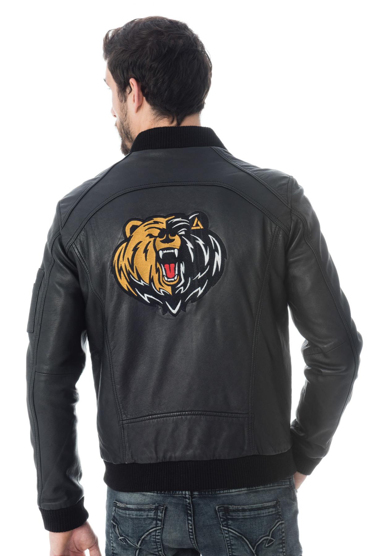 Black bomber with bear head on the back - Image n°2