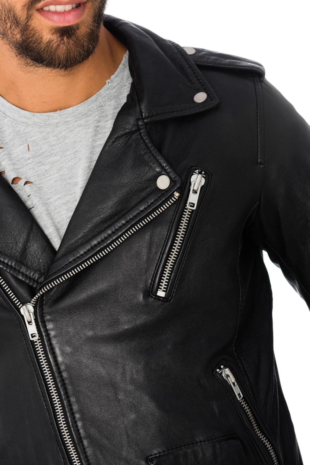 Serge Pariente Biker Jacket in black lambskin - Image n°6