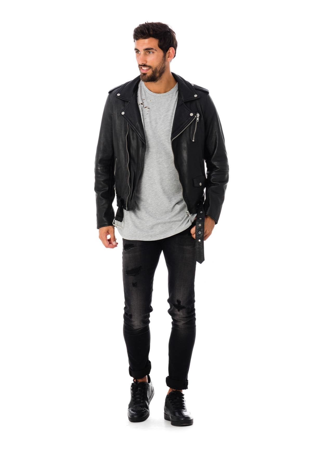 Serge Pariente Biker Jacket in black lambskin - Image n°2