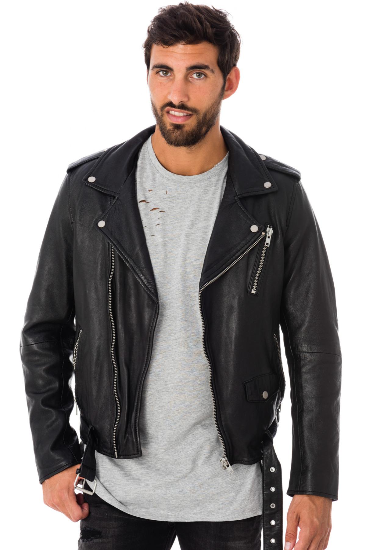 Serge Pariente Biker Jacket in black lambskin - Image n°1