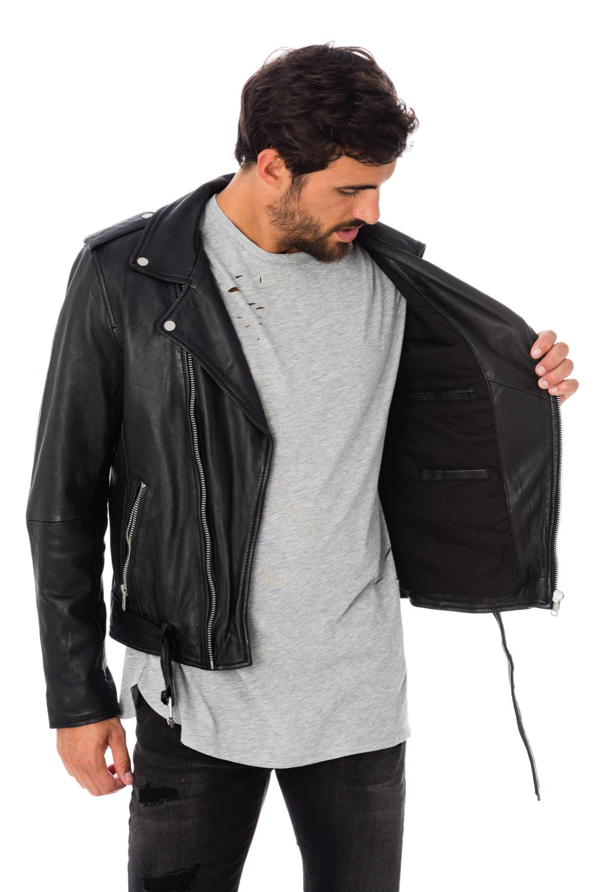 Serge Pariente Biker Jacket in black lambskin - Image n°4