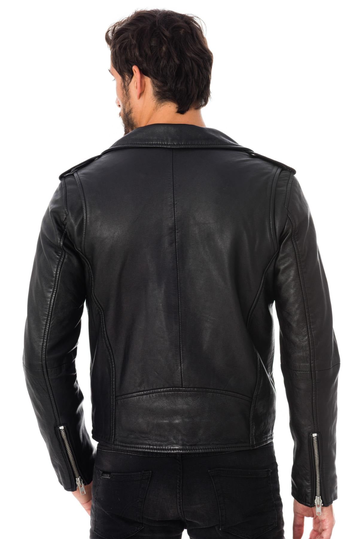 Serge Pariente Biker Jacket in black lambskin - Image n°5