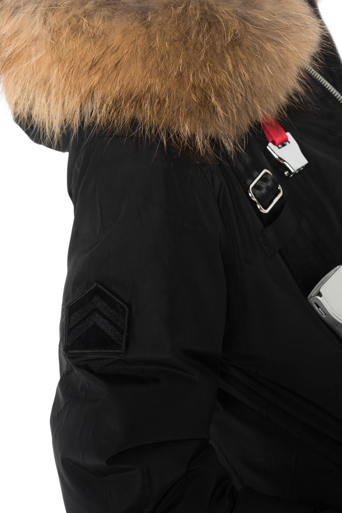 Black polyester jacket with natural raccoon fur - Image n°7