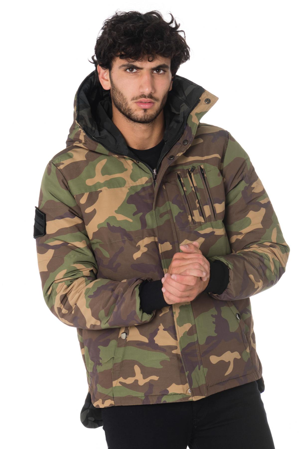 Reversible khaki and black camouflage jacket - Image n°5