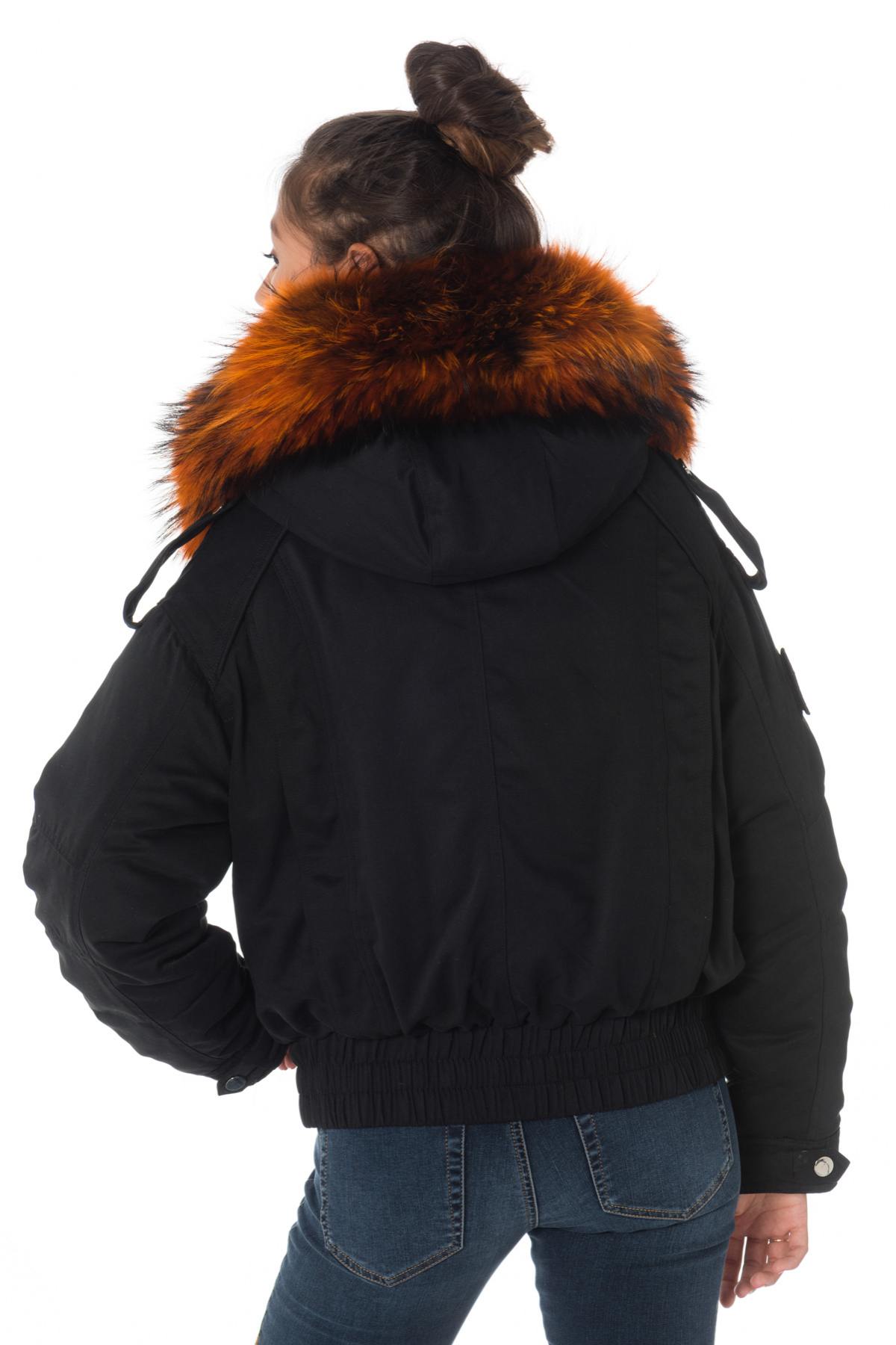 Women's jacket with orange raccoon fur - Image n°5