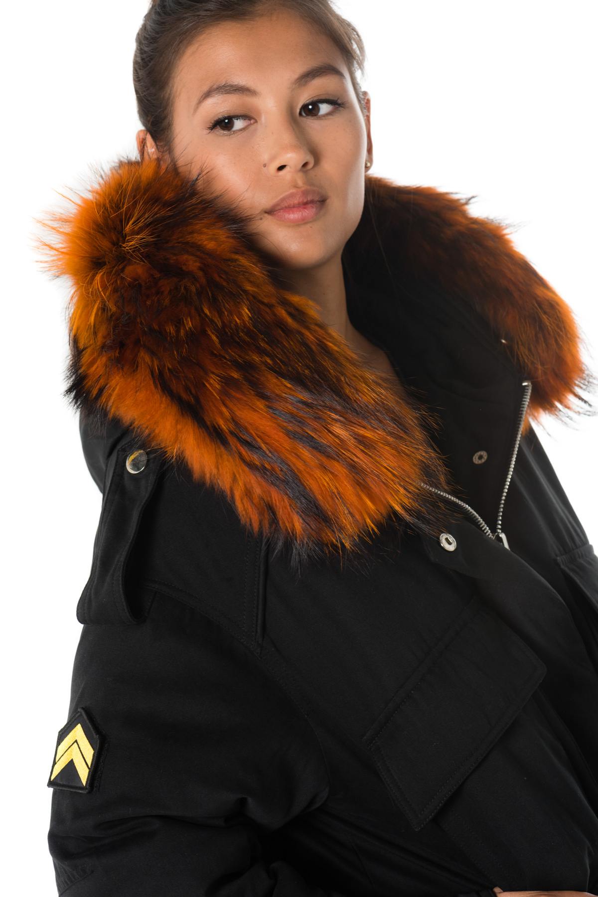 Women's jacket with orange raccoon fur - Image n°6