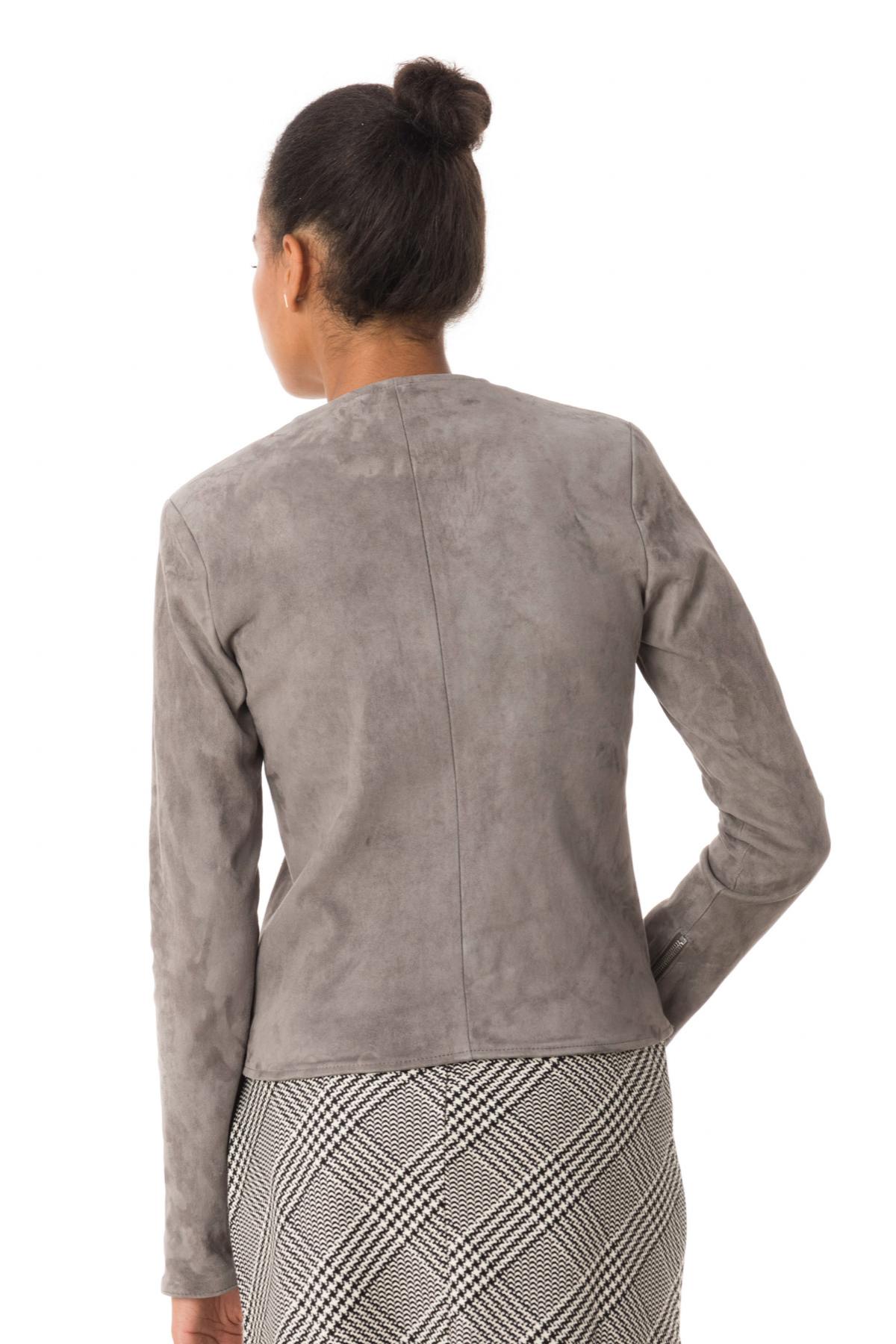 Women's Spencer in gray suede goatskin - Image n°6