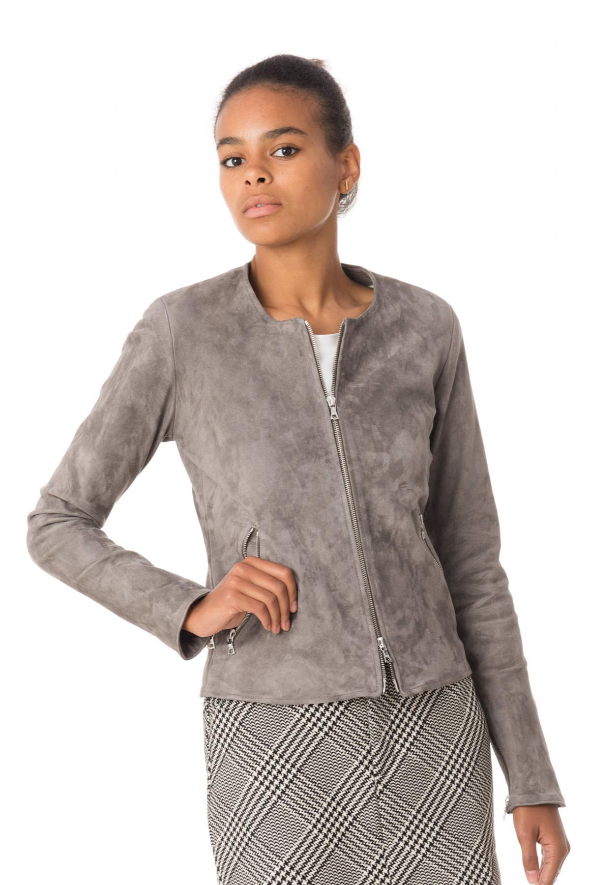 Women's Spencer in gray suede goatskin - Image n°3