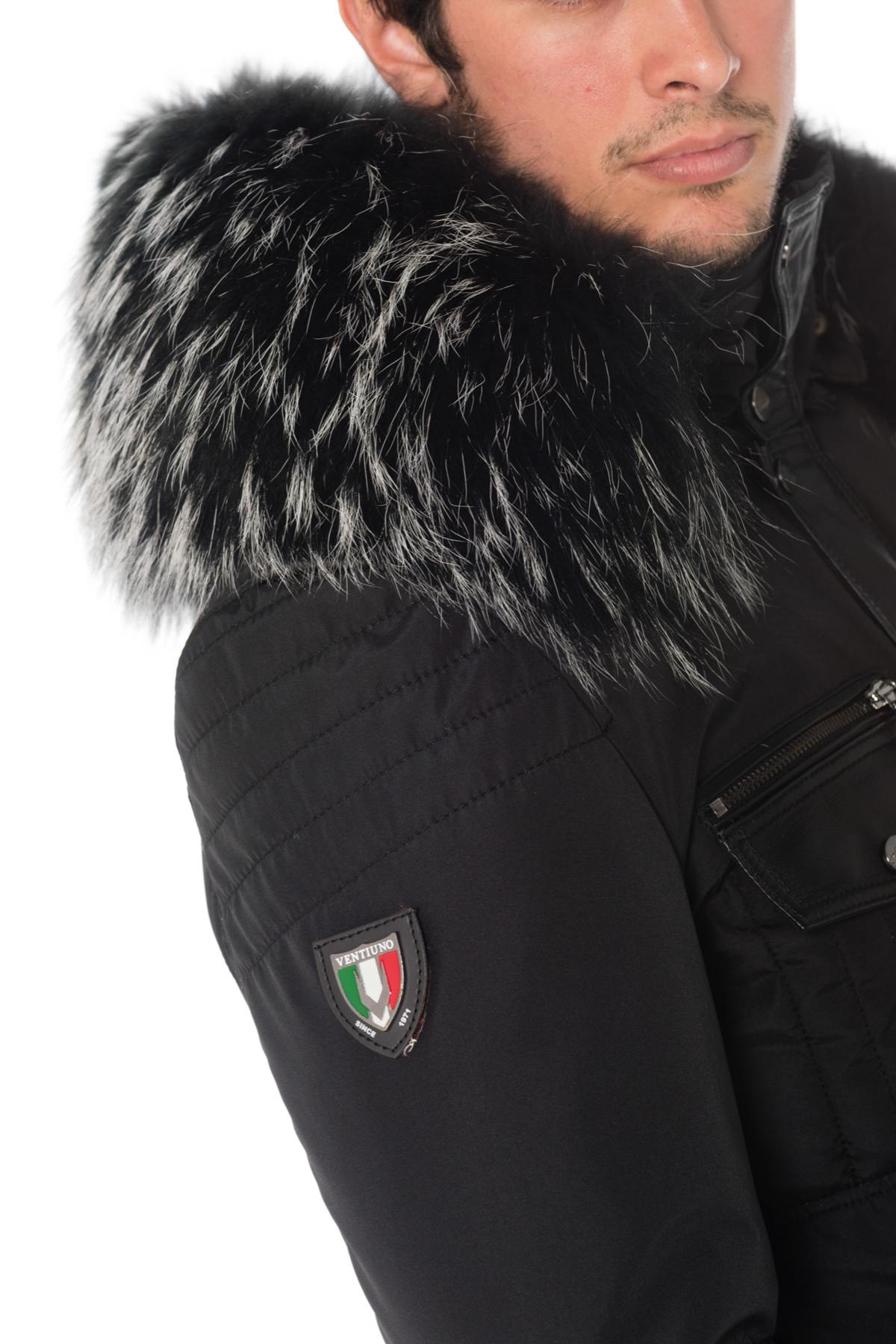 Ventiuno Down Jacket Black Silver fur collar - Image n°5