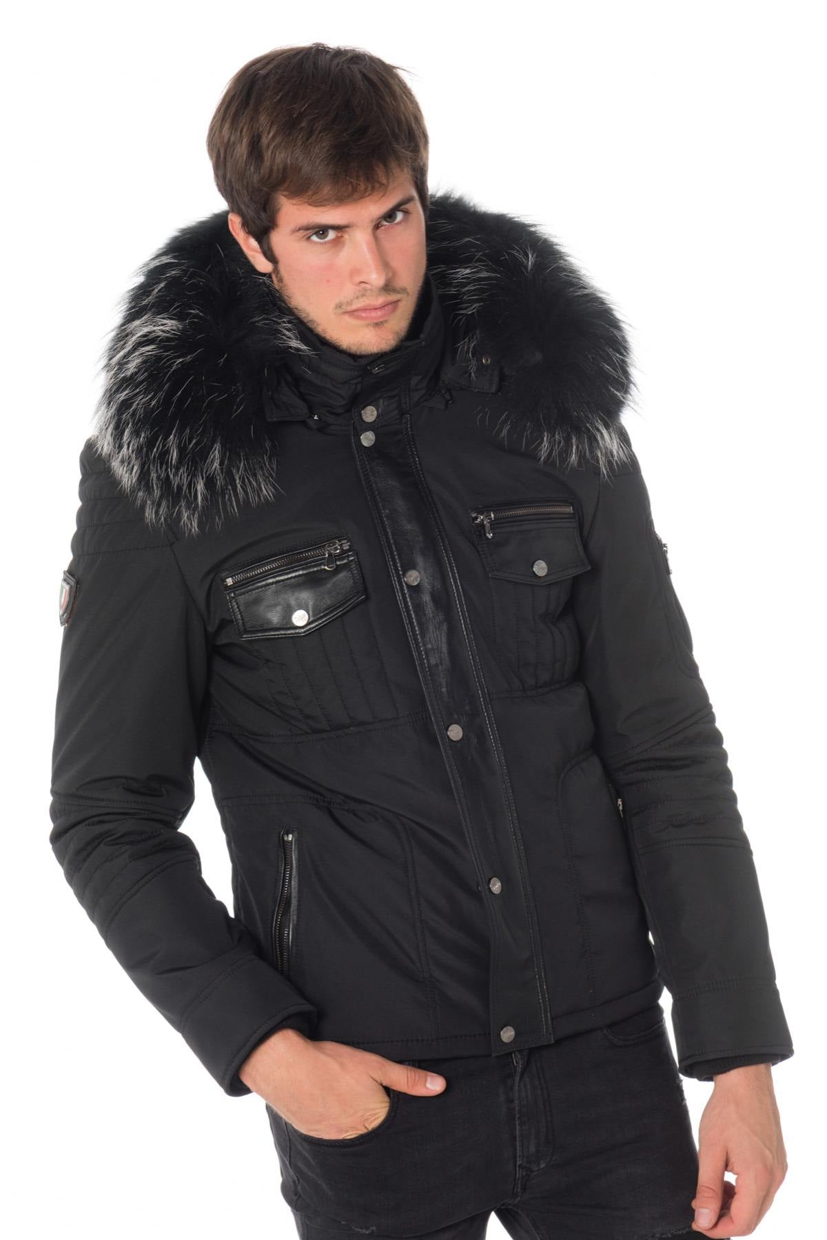 Ventiuno Down Jacket Black Silver fur collar - Image n°1