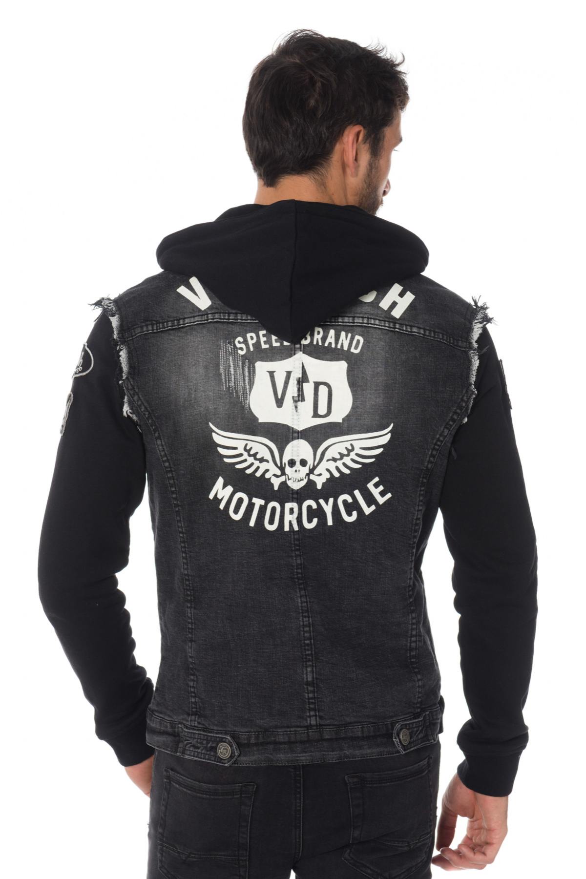 Denim jacket with sweatshirt effect sleeve and hood Von Dutch - Image n°5