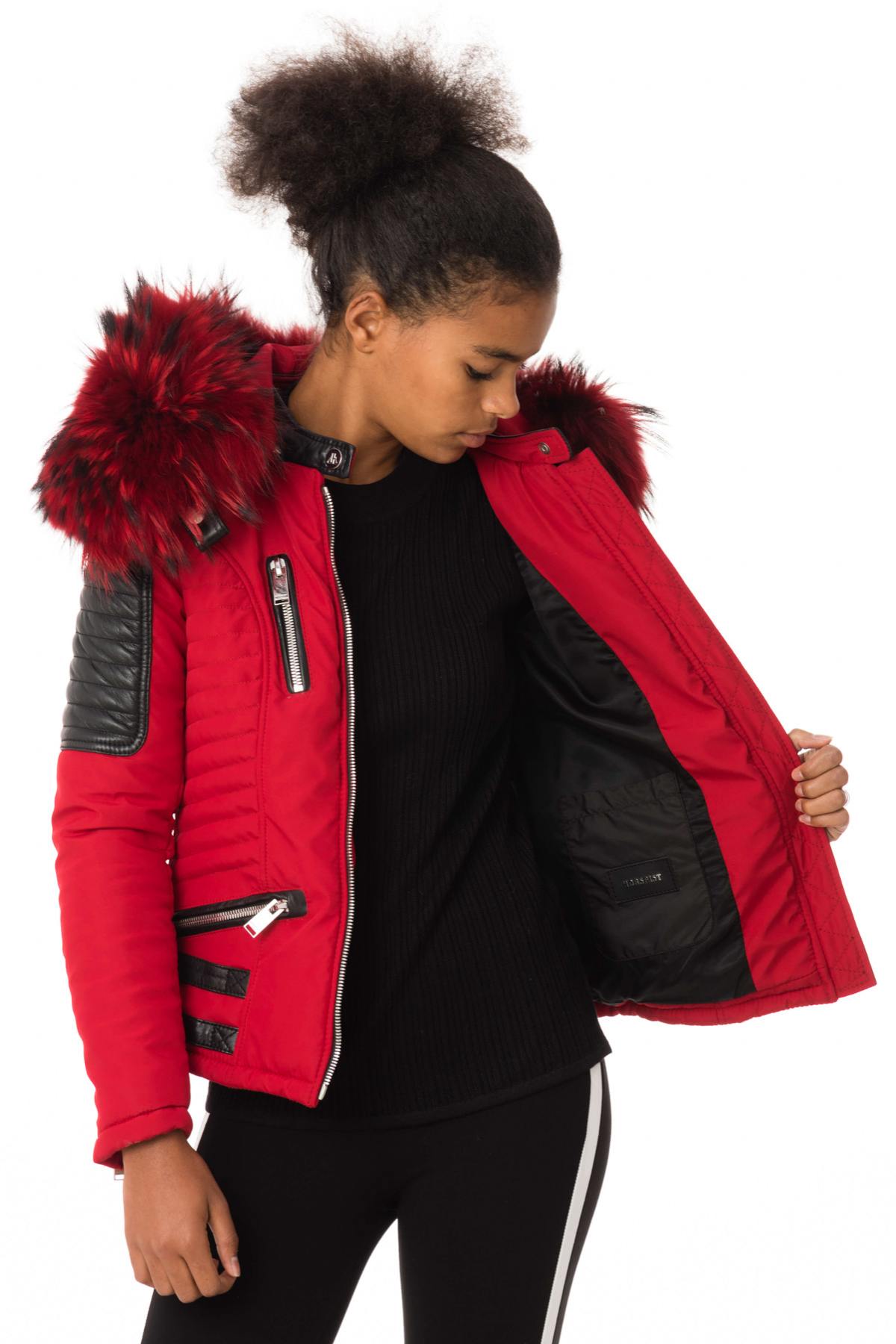 Red down jacket with red collar - Image n°6