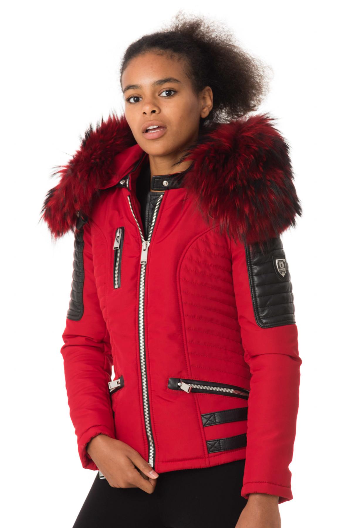 Red down jacket with red collar - Image n°5