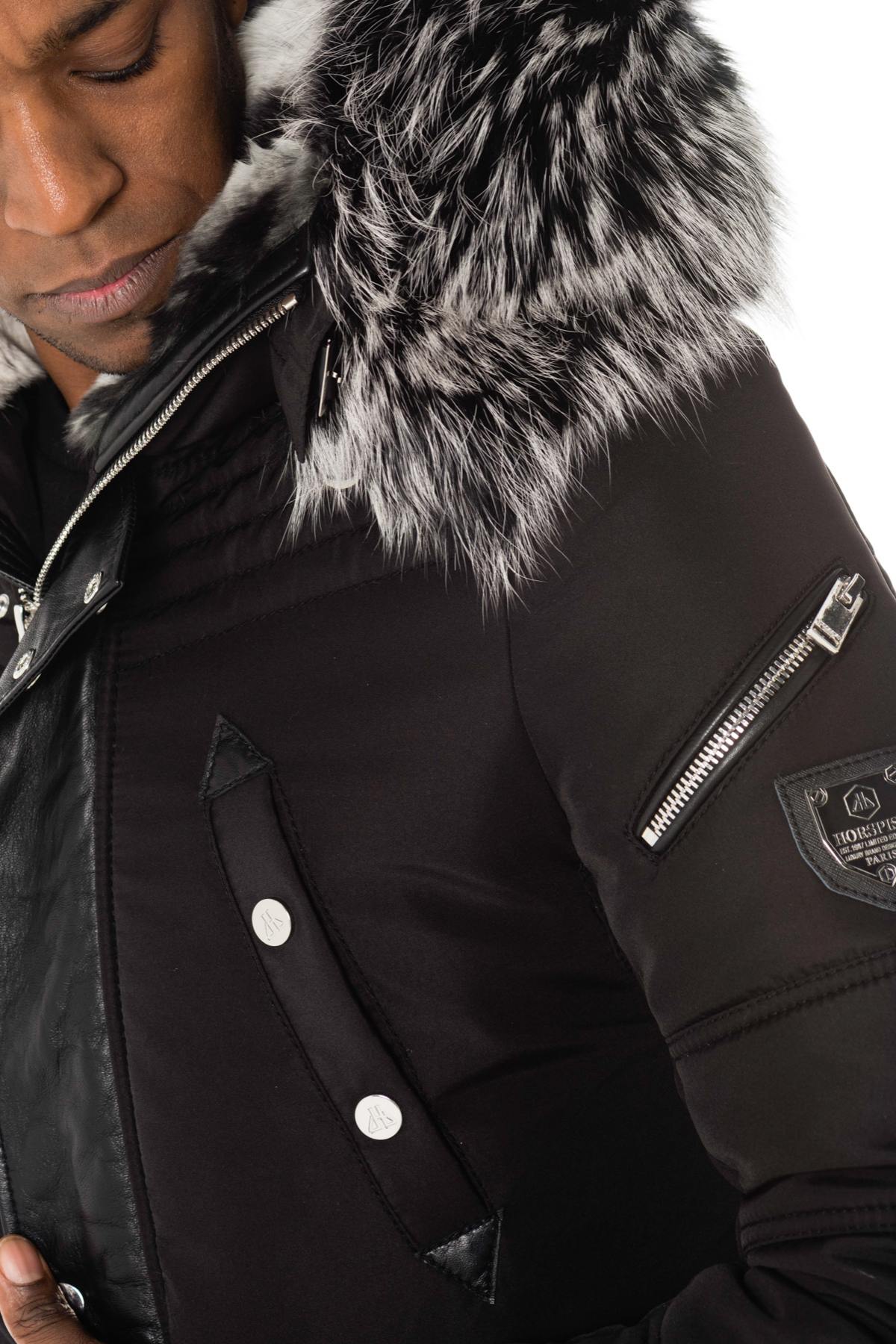 Horspist men's black parka with silver collar - Image n°6