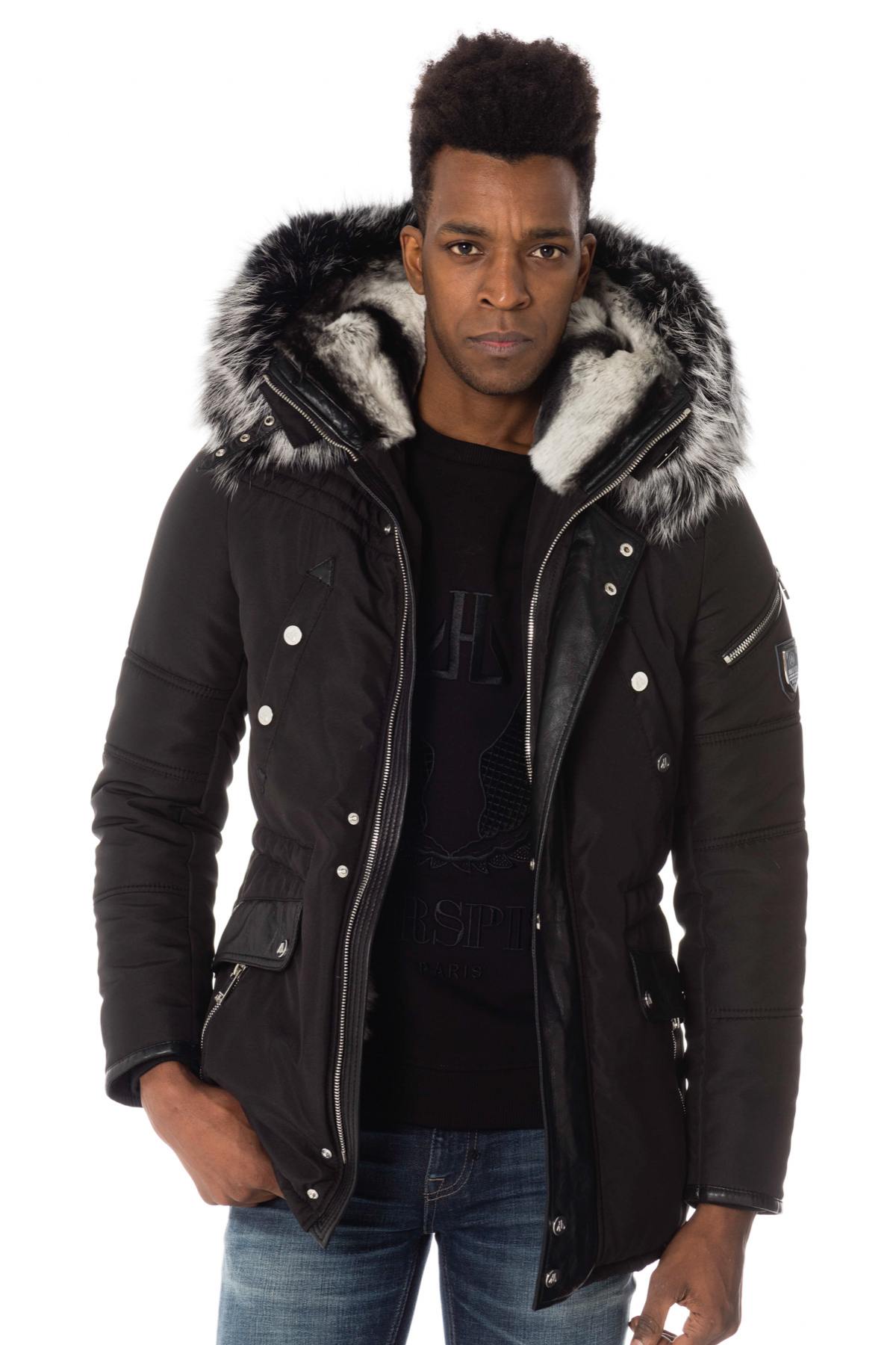 Horspist men's black parka with silver collar - Image n°3