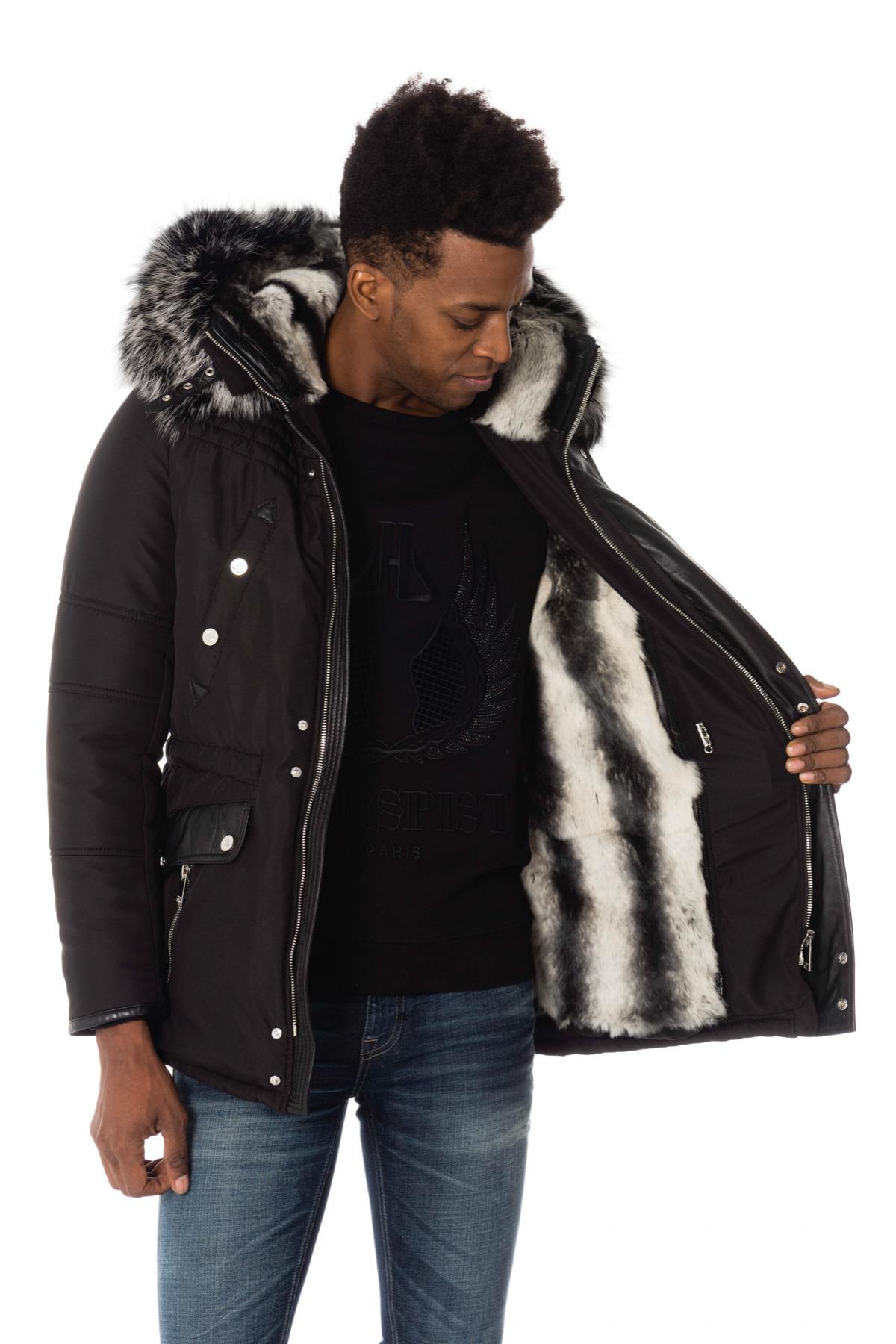 Horspist men's black parka with silver collar - Image n°4