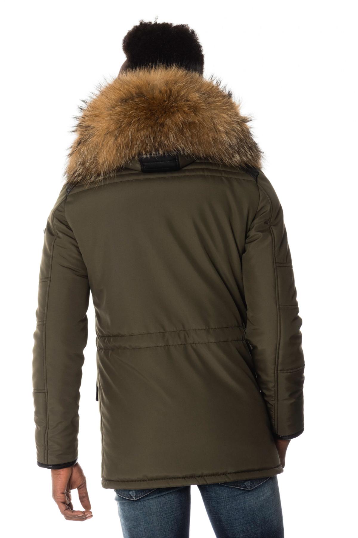 Horspist men's khaki parka with natural collar - Image n°5