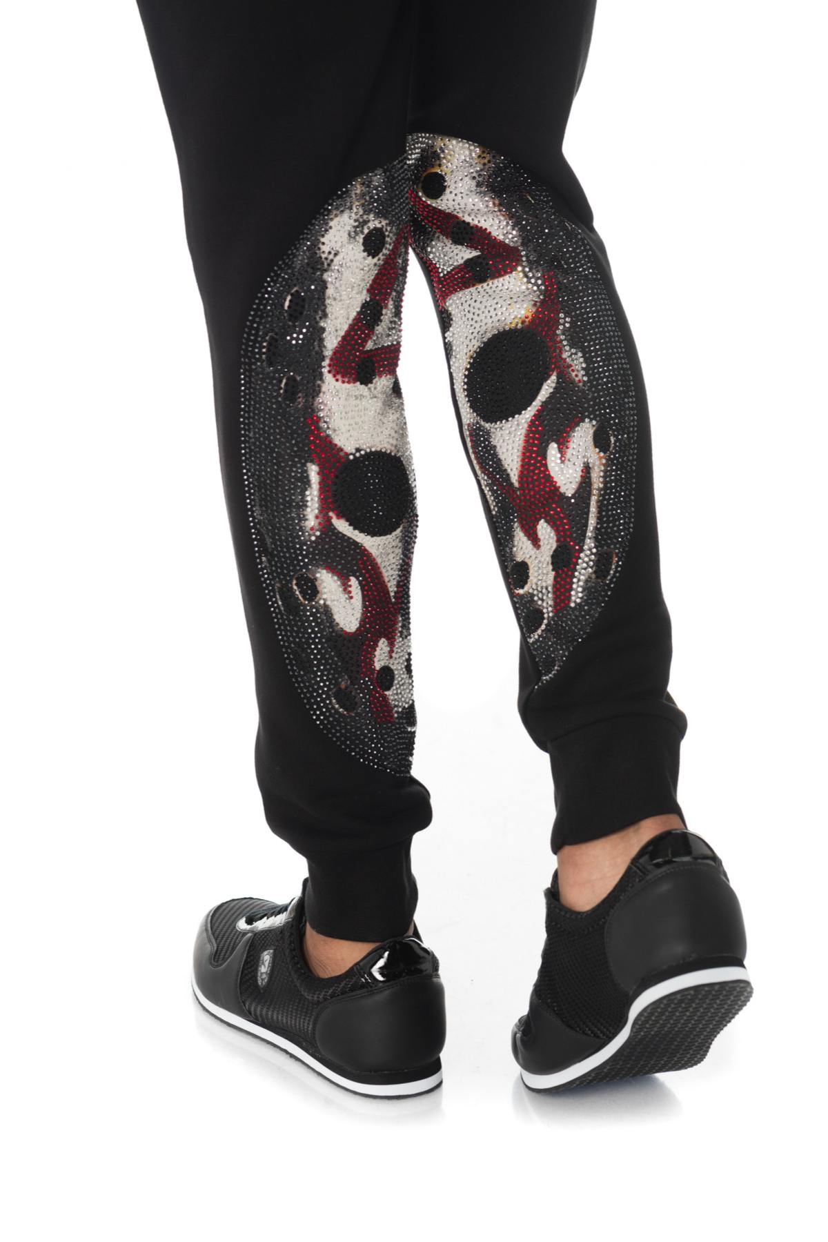 Black jogging pants with rhinestones - Image n°2