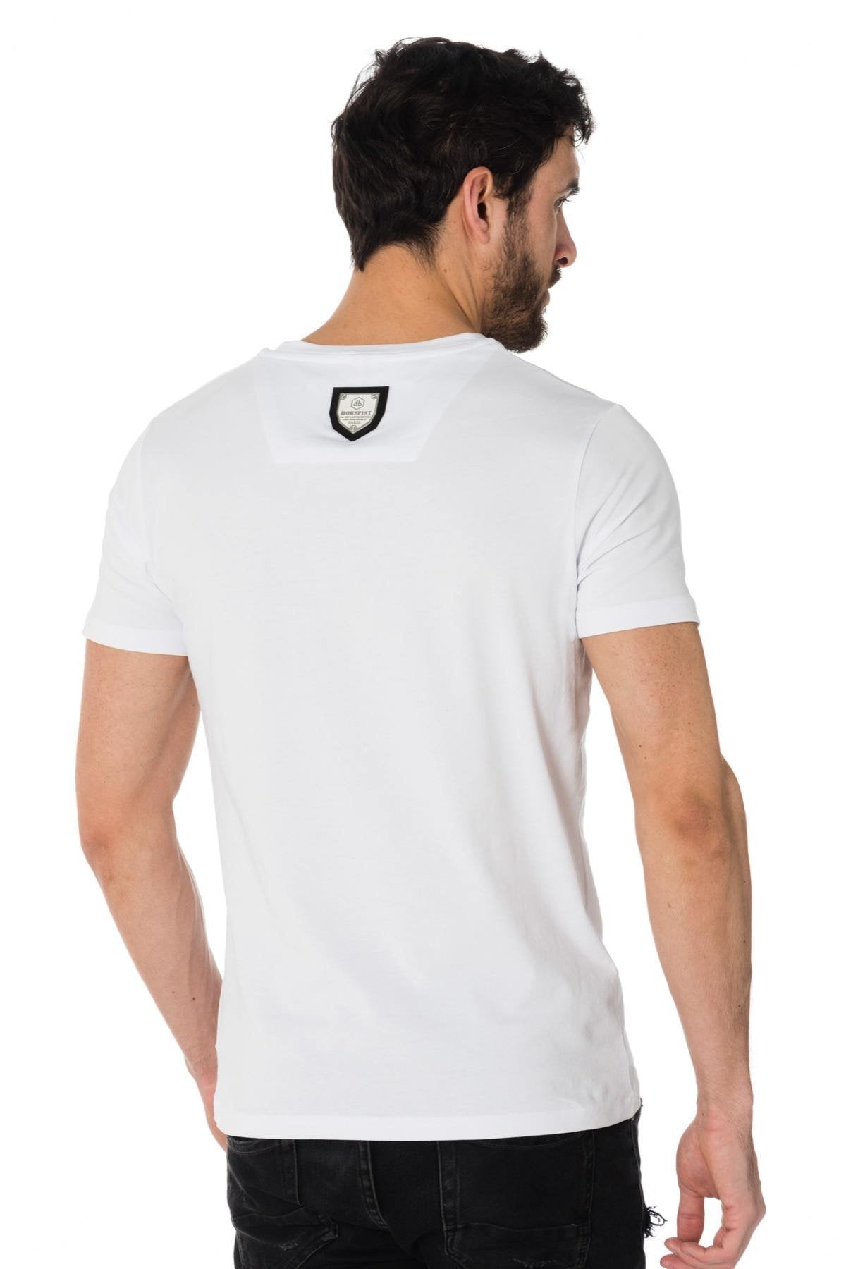 Horspist men's white printed and rhinestone t-shirt - Image n°4